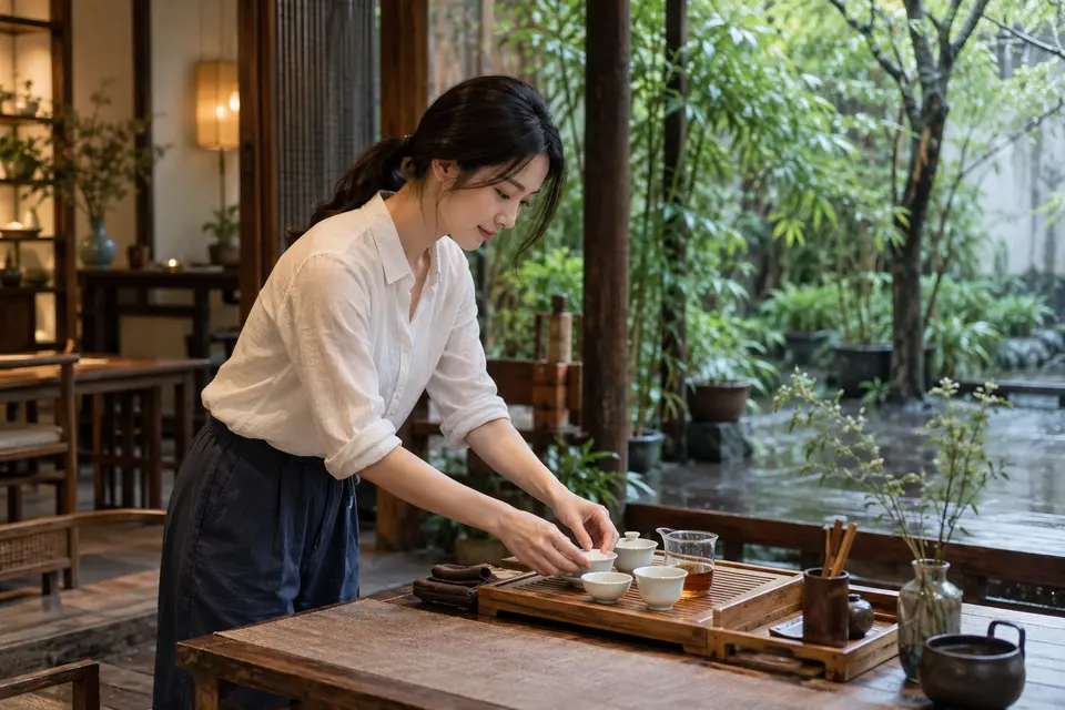 庭院茶席布置示意